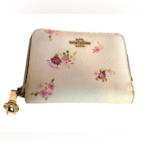 Coach Bifold Wallet Cream with Pink Floral Design